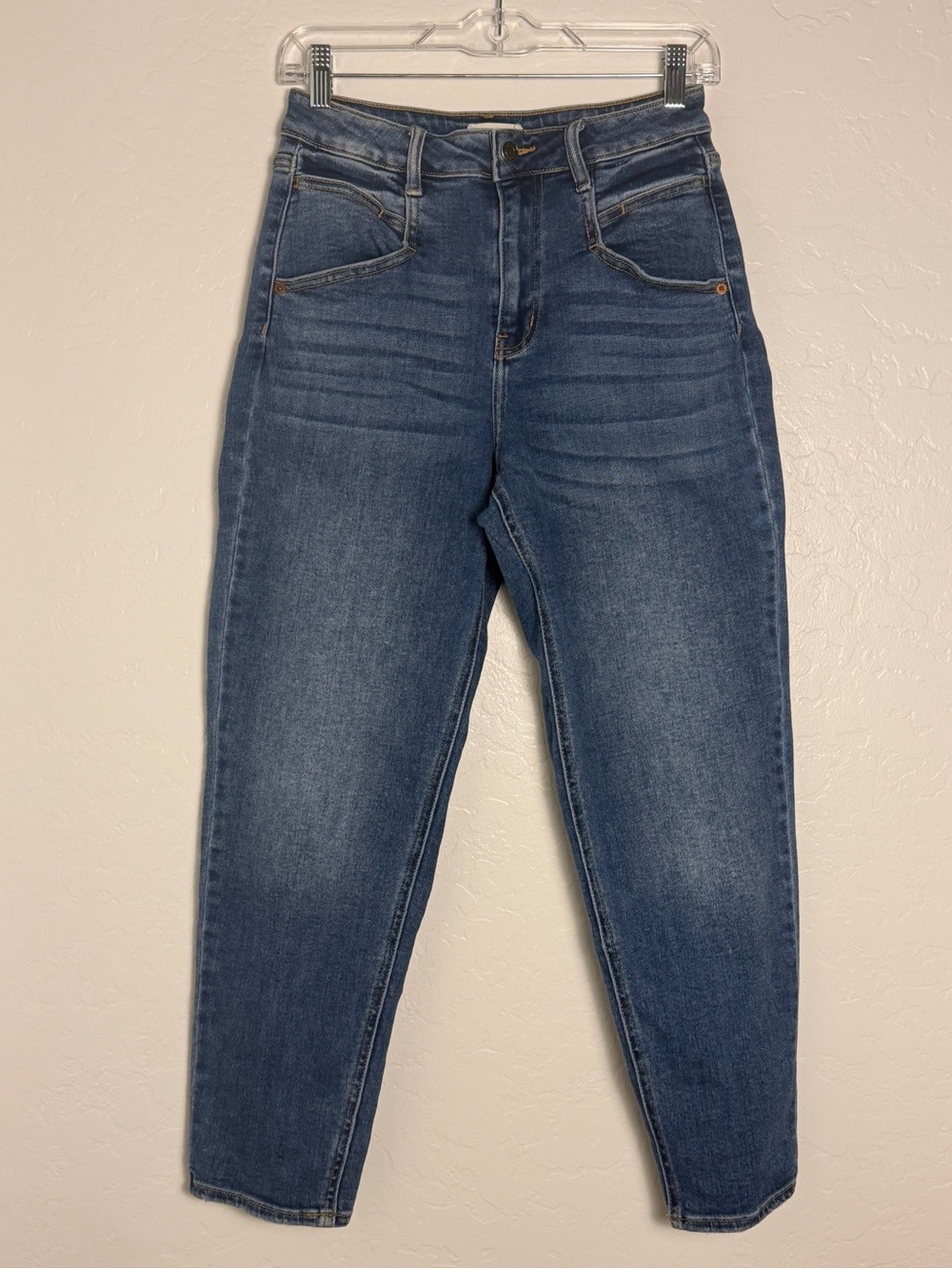 Cello Junior Sz 3 High-Rise Slim Tapered Denim Jeans in Indigo Blue Distressed